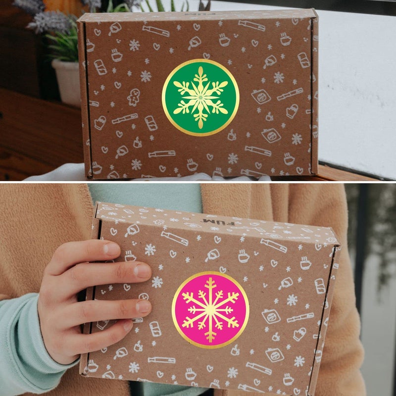 PARTH IMPEX Snowflake Stickers - (Pack of 120) 2" Large Round Gold Foil Stamping Labels for Christmas Holiday Cards Gift Envelope Seals Boxes - Image 5